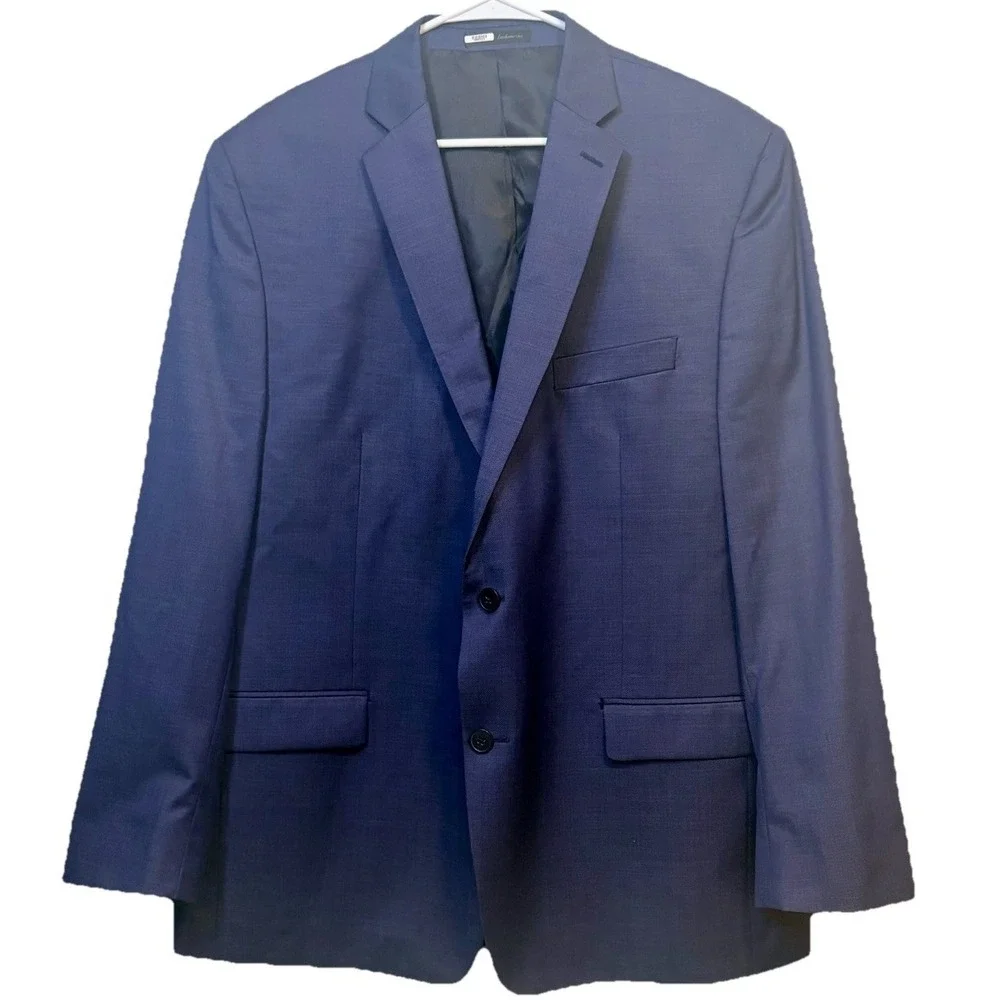 Calvin Klein Blazer Jacket Wool 2-Button Blue Solid‎ 46R